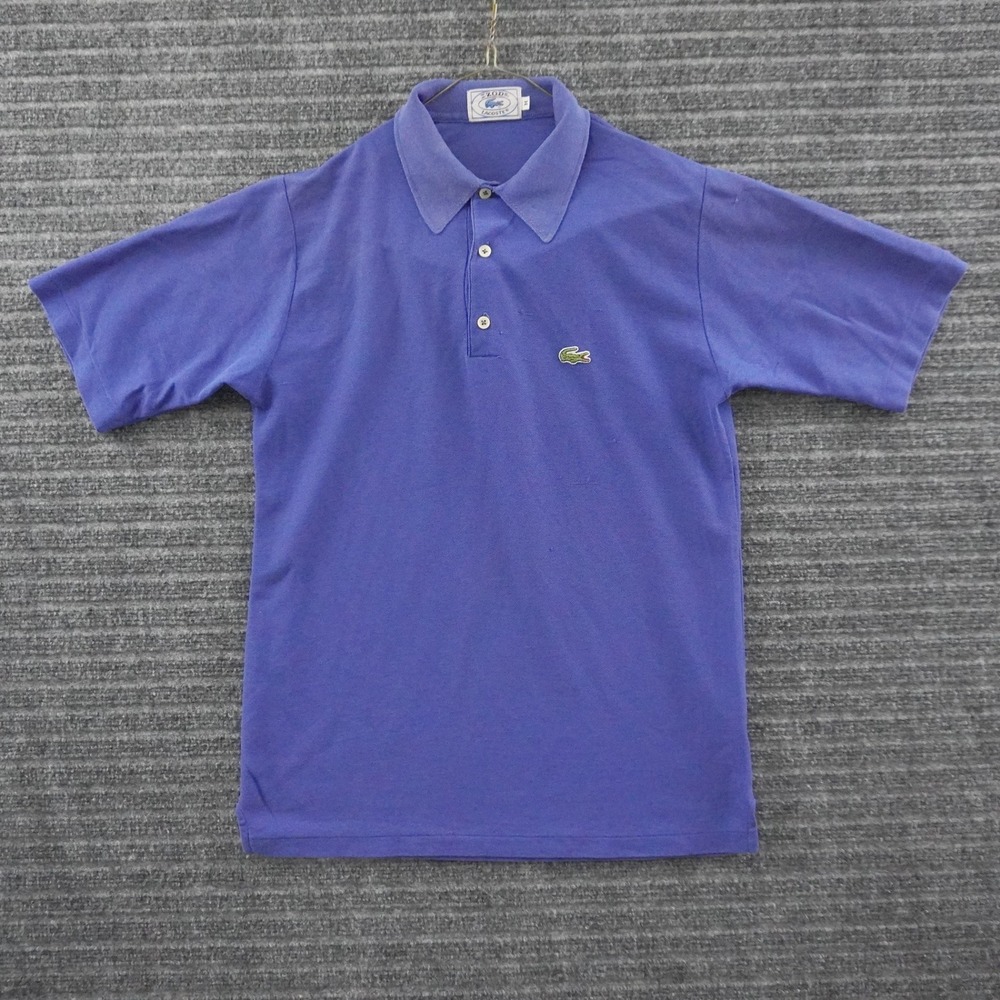 Vintage 80s Izod Lacoste Polo Shirt Mens M Purple Short Sleeve Pique Logo